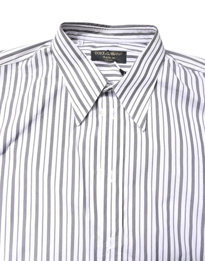 Dolce & Gabbana White Black Stripe Button Down Casual Shirt by Dolce & Gabbana