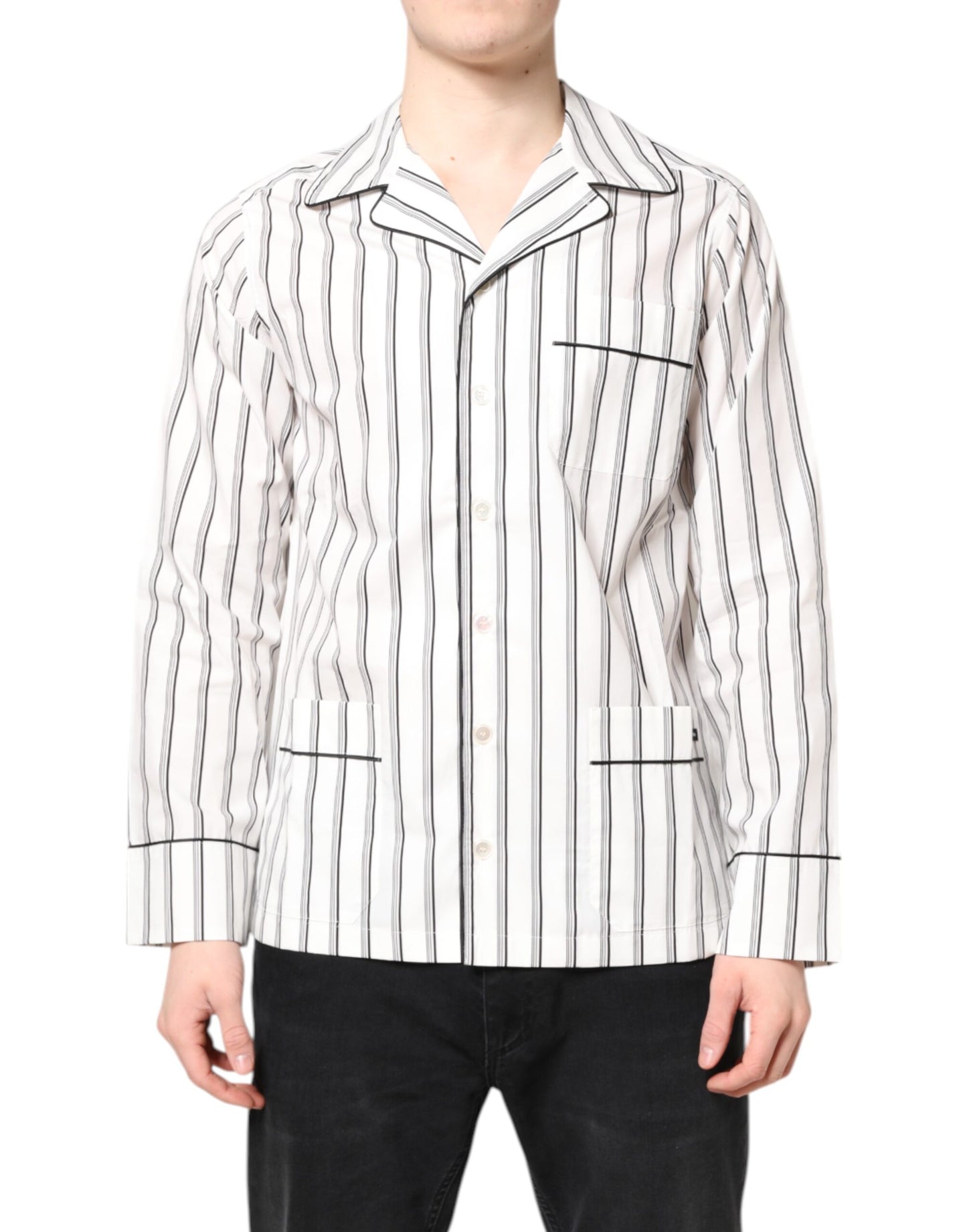 Dolce & Gabbana White Stripes Lounge Pajama Sleepwear Shirt by Dolce & Gabbana