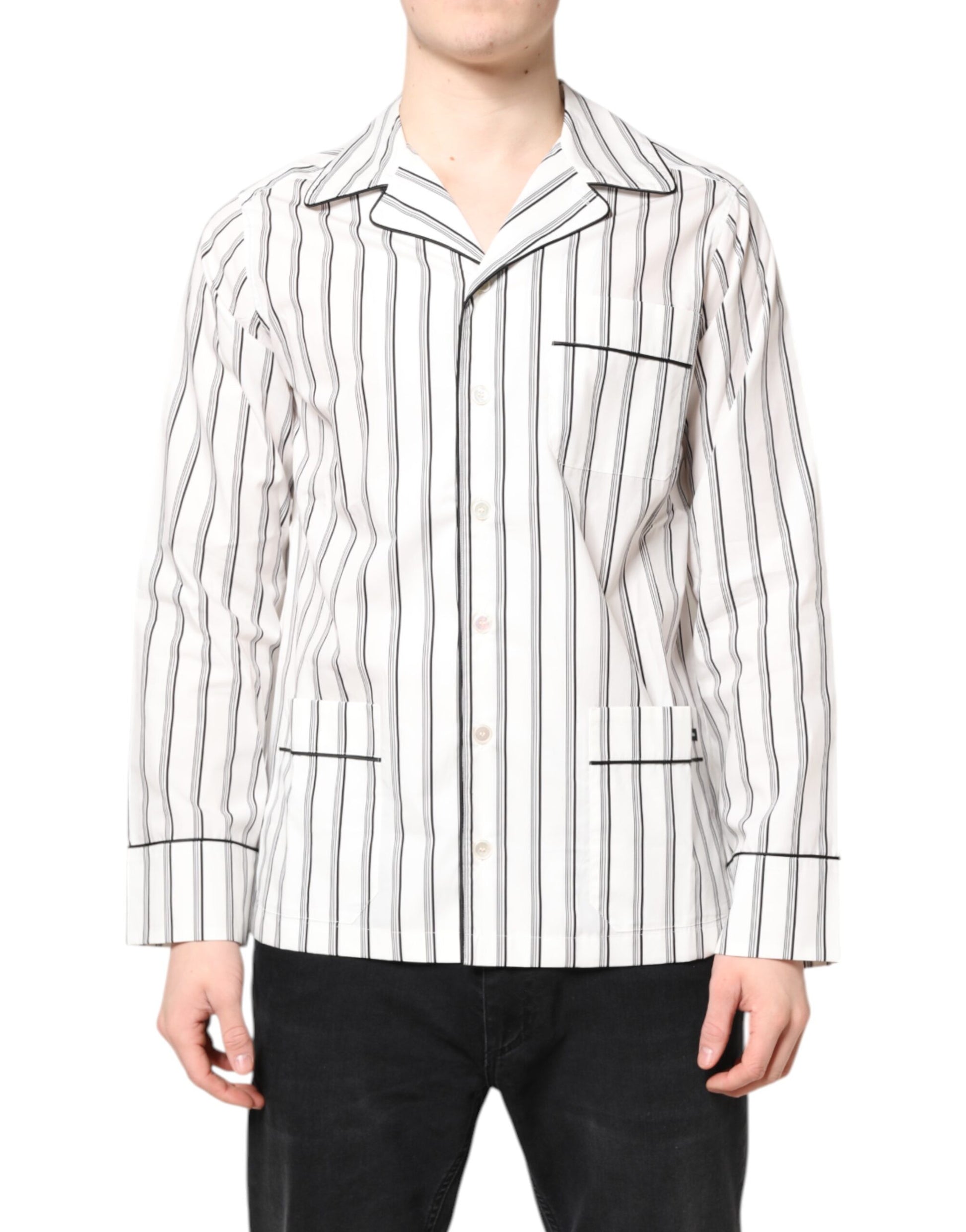 Dolce & Gabbana White Stripes Lounge Pajama Sleepwear Shirt by Dolce & Gabbana