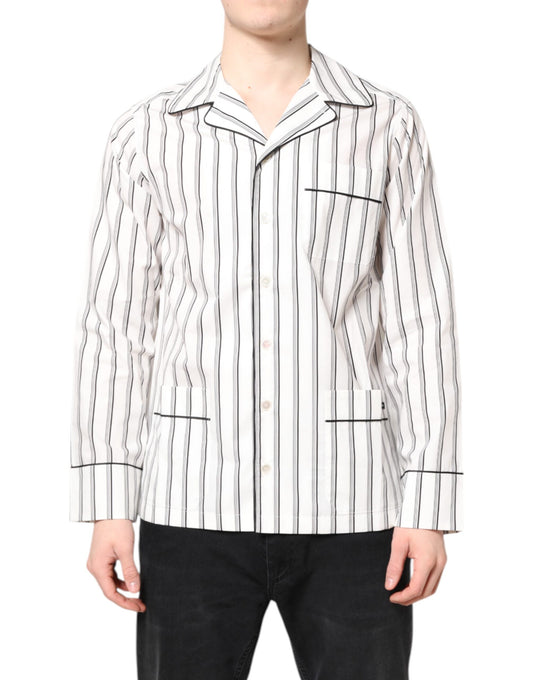 Dolce & Gabbana White Stripes Lounge Pajama Sleepwear Shirt by Dolce & Gabbana