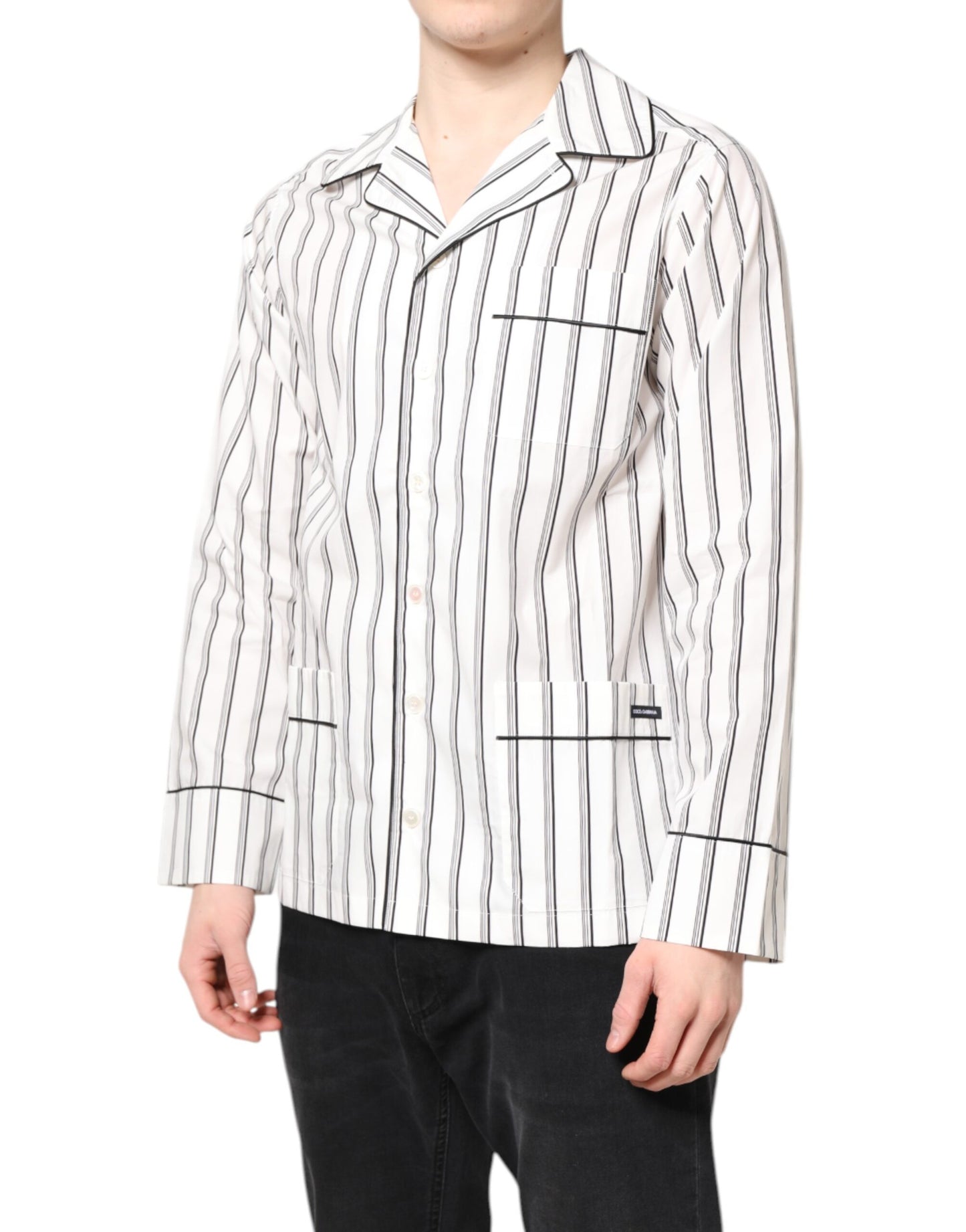 Dolce & Gabbana White Stripes Lounge Pajama Sleepwear Shirt by Dolce & Gabbana