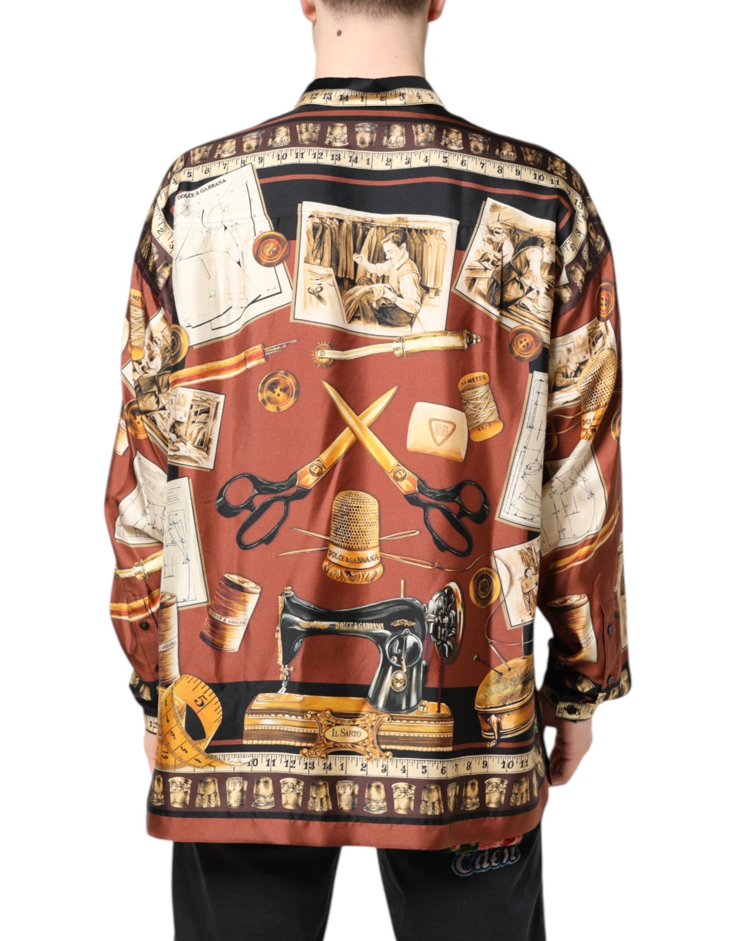 Dolce & Gabbana Multicolor Tailor Print Silk Casual Shirt by Dolce & Gabbana