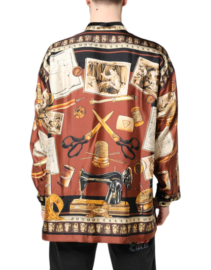 Dolce & Gabbana Multicolor Tailor Print Silk Casual Shirt by Dolce & Gabbana