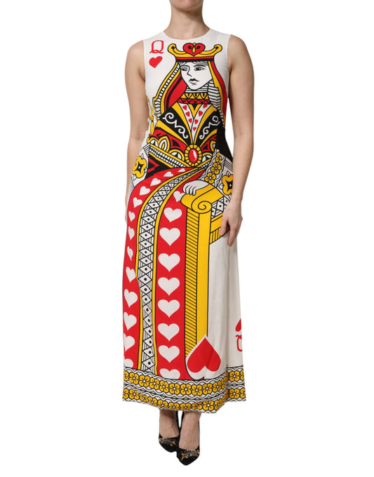 Dolce &amp; Gabbana White Queen Of Hearts Sleeveless Maxi Dress