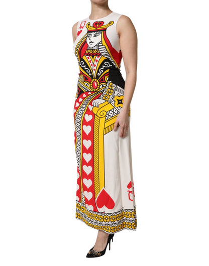 Dolce &amp; Gabbana White Queen Of Hearts Sleeveless Maxi Dress