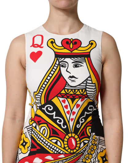 Dolce &amp; Gabbana White Queen Of Hearts Sleeveless Maxi Dress