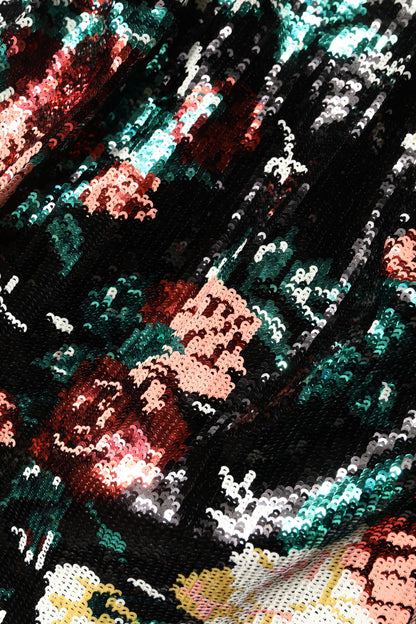 Dolce &amp; Gabbana Black Floral Sequin Sleeveless Sheath Dress