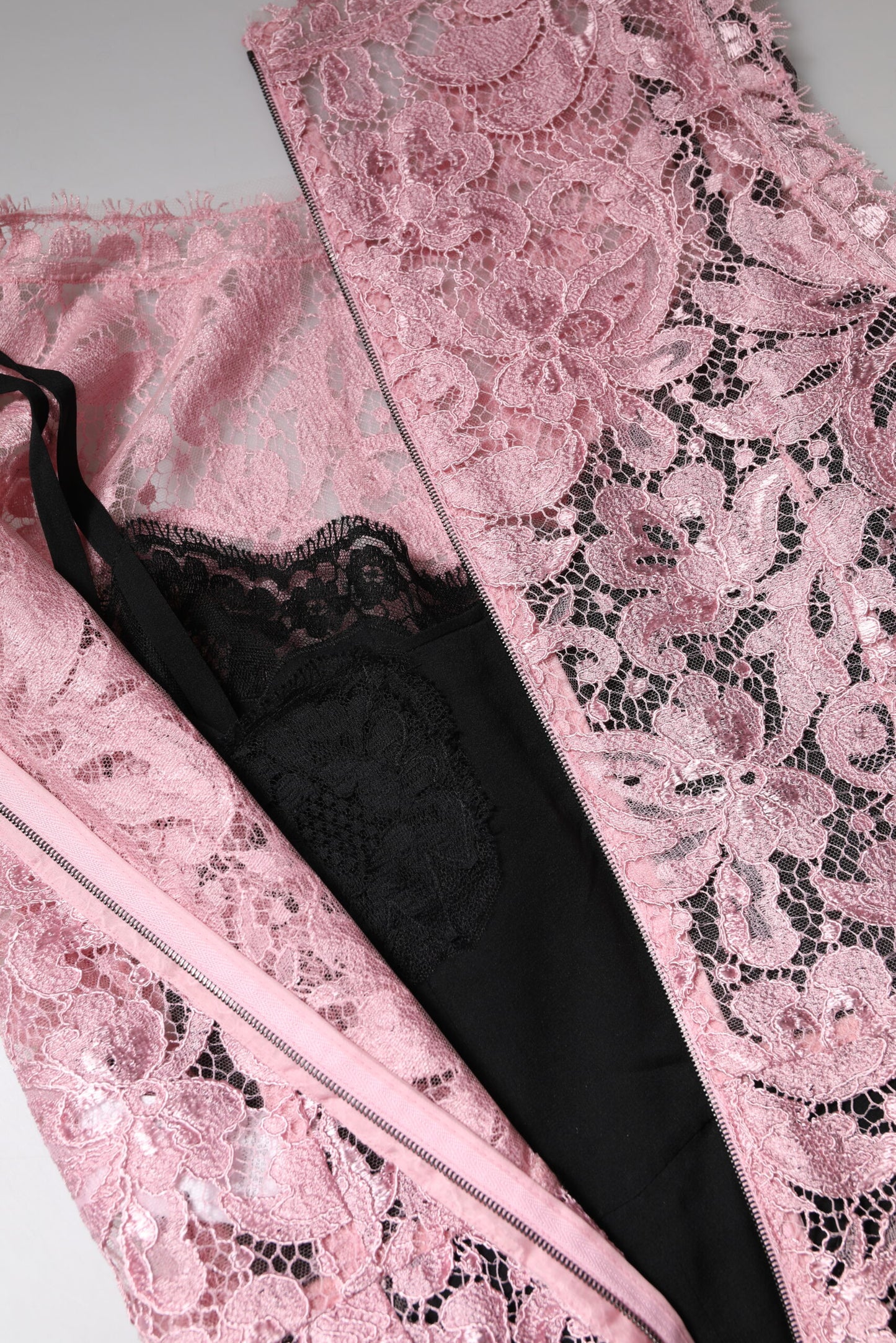 Dolce &amp; Gabbana Pink Floral Lace Sleeveless Sheath Dress