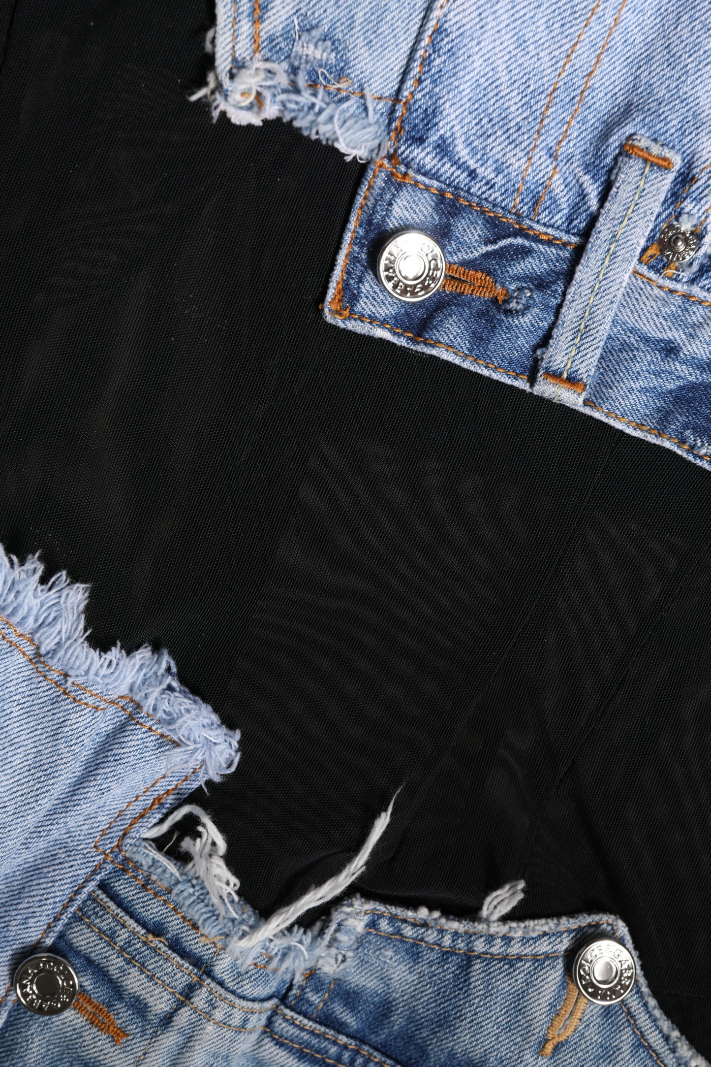 Dolce &amp; Gabbana Black Blue Sleeveless Denim Mini Dress