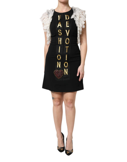 Dolce &amp; Gabbana Black Fashion Devotion Embellish Mini Dress