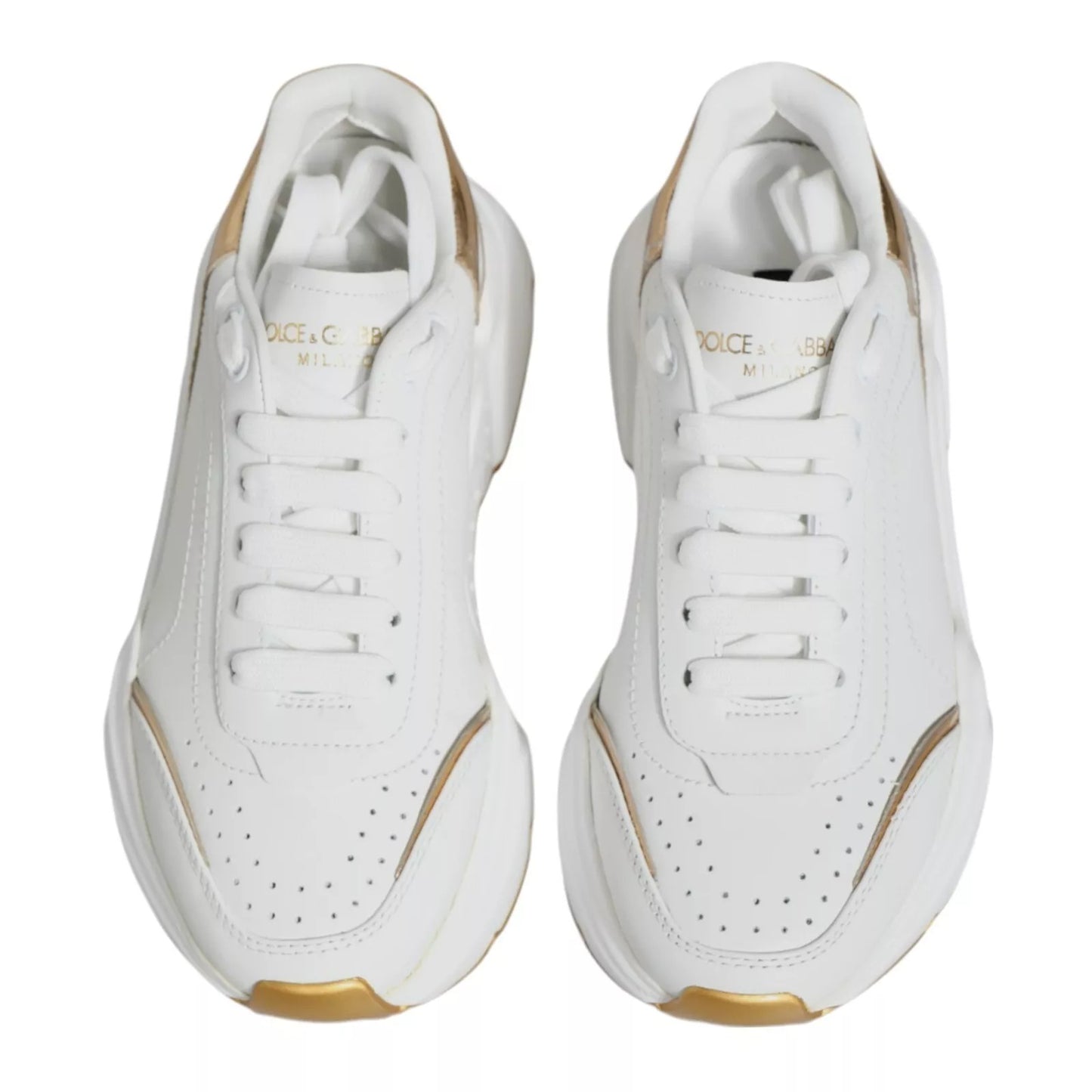 Dolce & Gabbana White Gold Daymaster Low Top Sneakers Shoes by Dolce & Gabbana