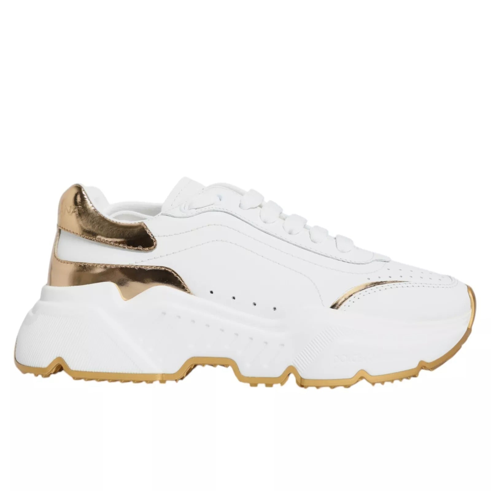 Dolce & Gabbana White Gold Daymaster Low Top Sneakers Shoes by Dolce & Gabbana