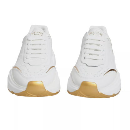 Dolce & Gabbana White Gold Daymaster Low Top Sneakers Shoes by Dolce & Gabbana