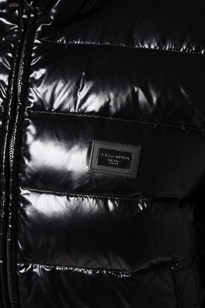 Dolce &amp; Gabbana Black Logo Plaque Full Zip Puffer Jacket