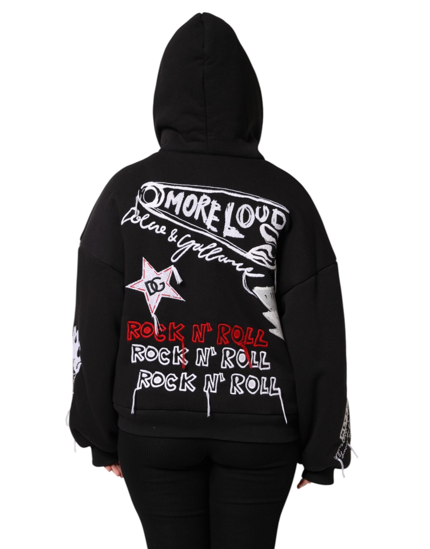 Dolce &amp; Gabbana Black Embroidered Full Zip Hooded Jacket