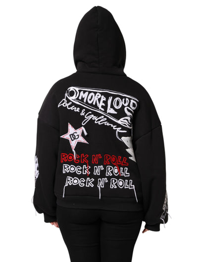 Dolce &amp; Gabbana Black Embroidered Full Zip Hooded Jacket
