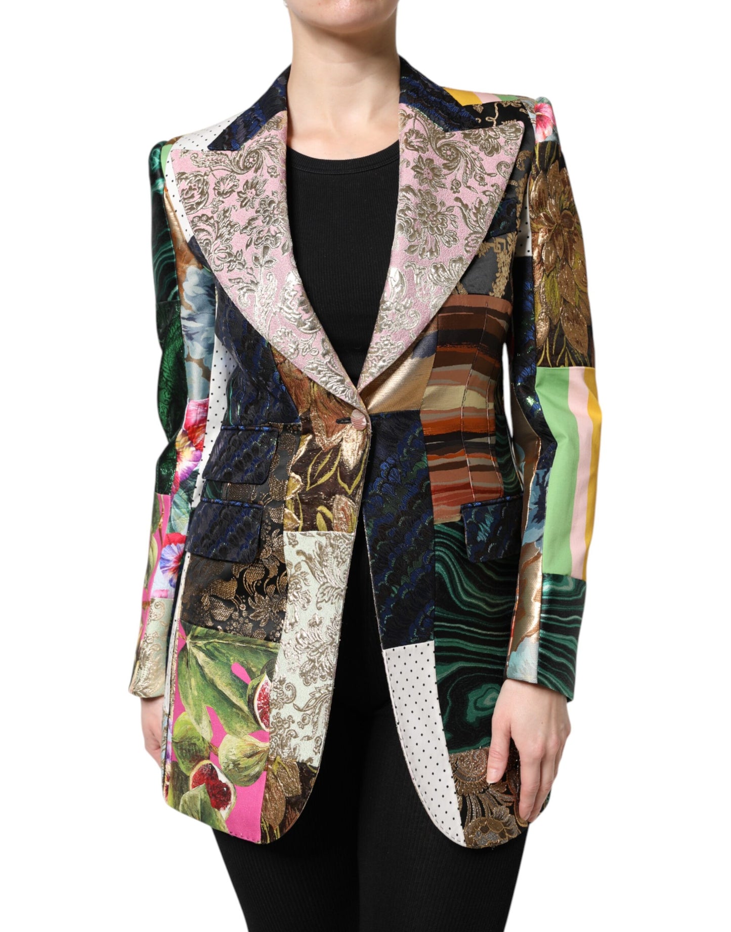 Dolce &amp; Gabbana Multicolor Floral Patchwork Jacquard Jacket