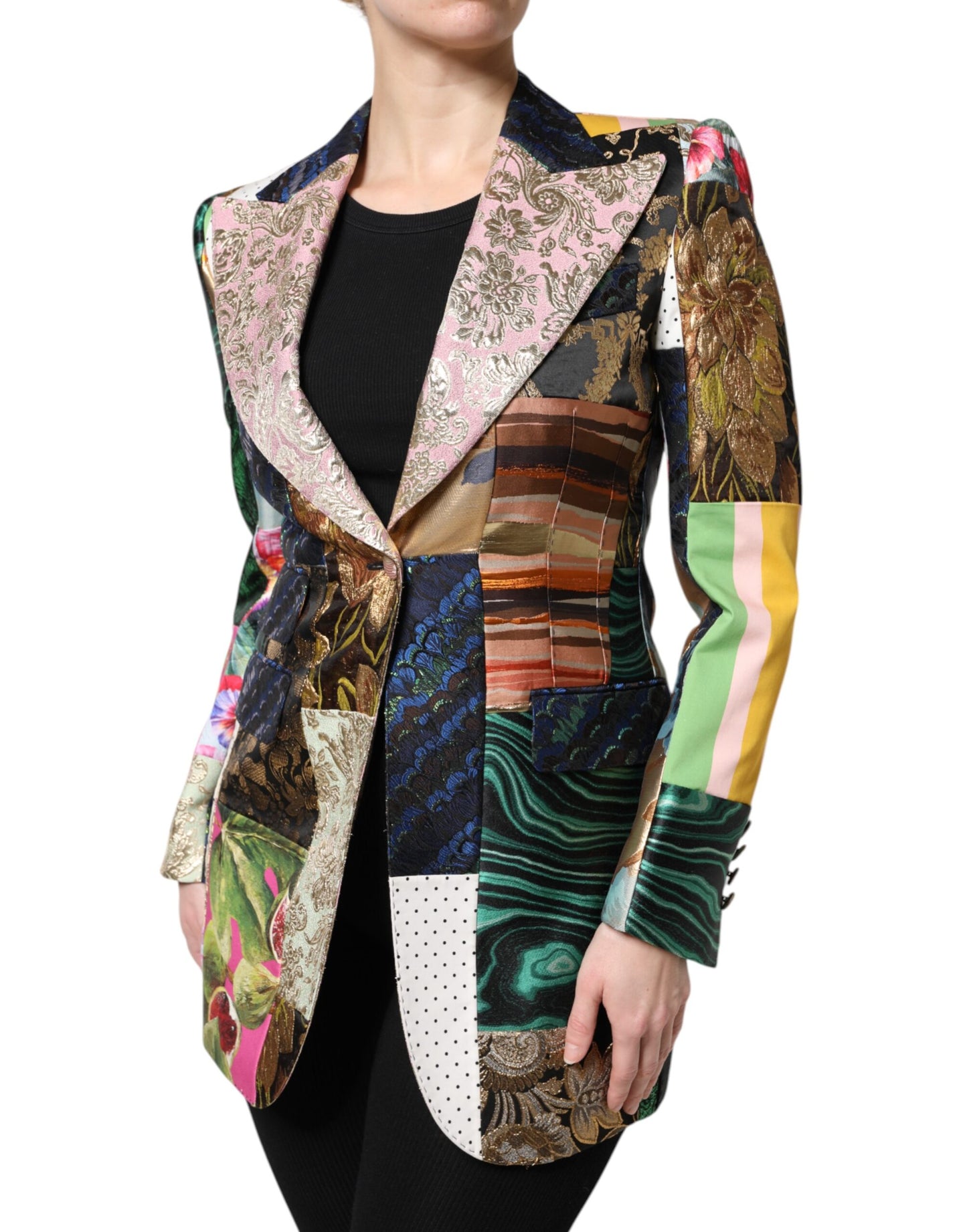 Dolce &amp; Gabbana Multicolor Floral Patchwork Jacquard Jacket