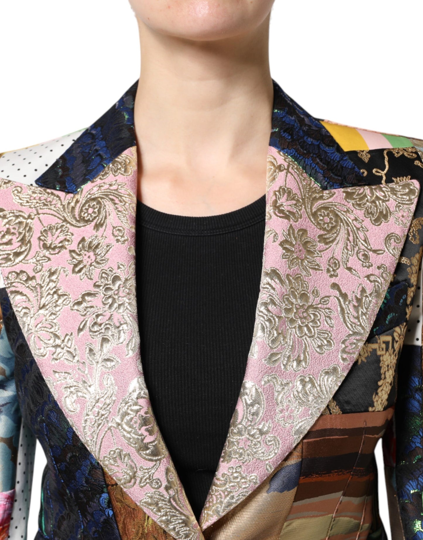 Dolce &amp; Gabbana Multicolor Floral Patchwork Jacquard Jacket