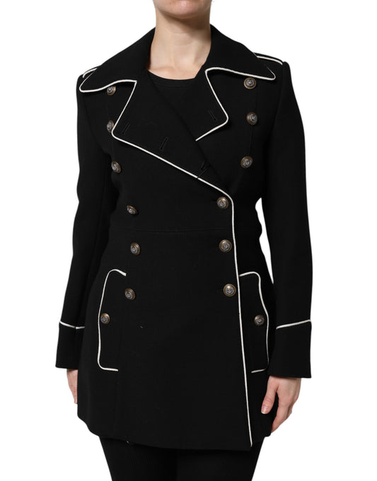 Dolce &amp; Gabbana Black Wool Double Breasted Blazer Jacket