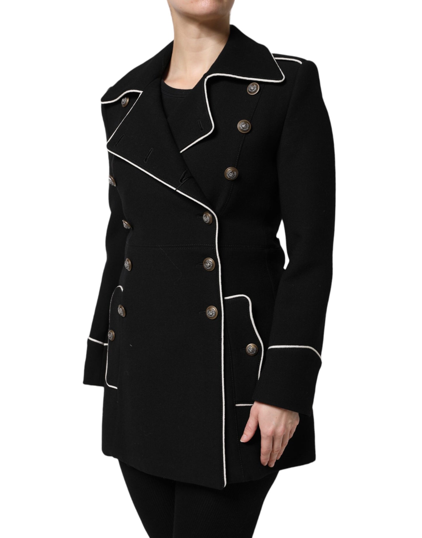Dolce &amp; Gabbana Black Wool Double Breasted Blazer Jacket