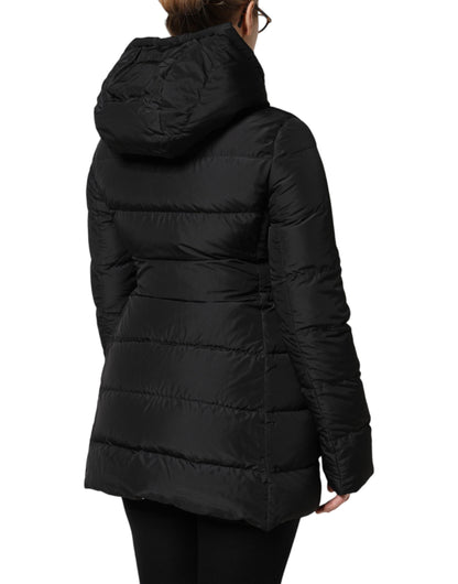 Dolce &amp; Gabbana Black Puffer Hooded Zip Reversible Jacket