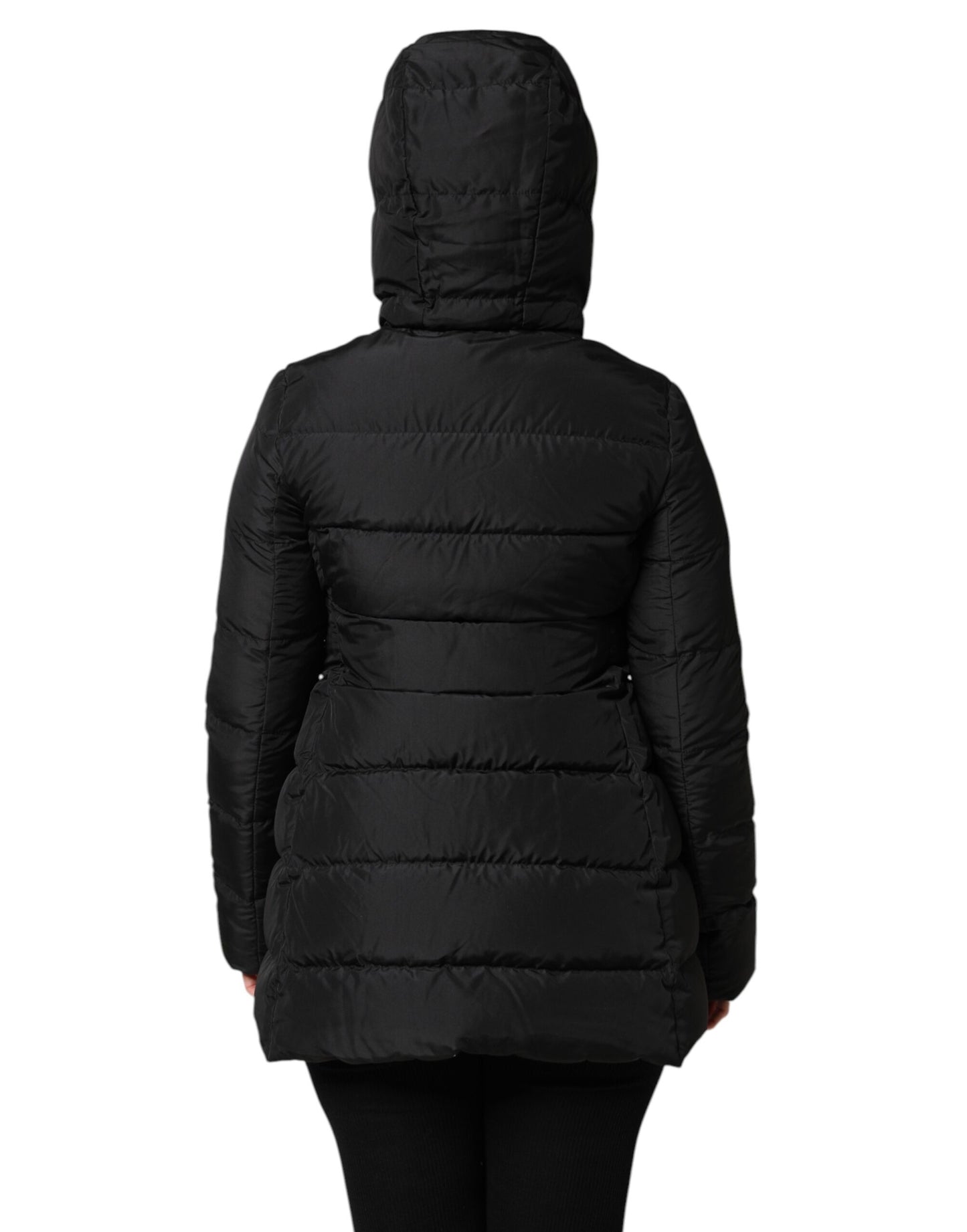 Dolce &amp; Gabbana Black Puffer Hooded Zip Reversible Jacket
