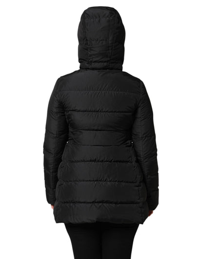 Dolce &amp; Gabbana Black Puffer Hooded Zip Reversible Jacket