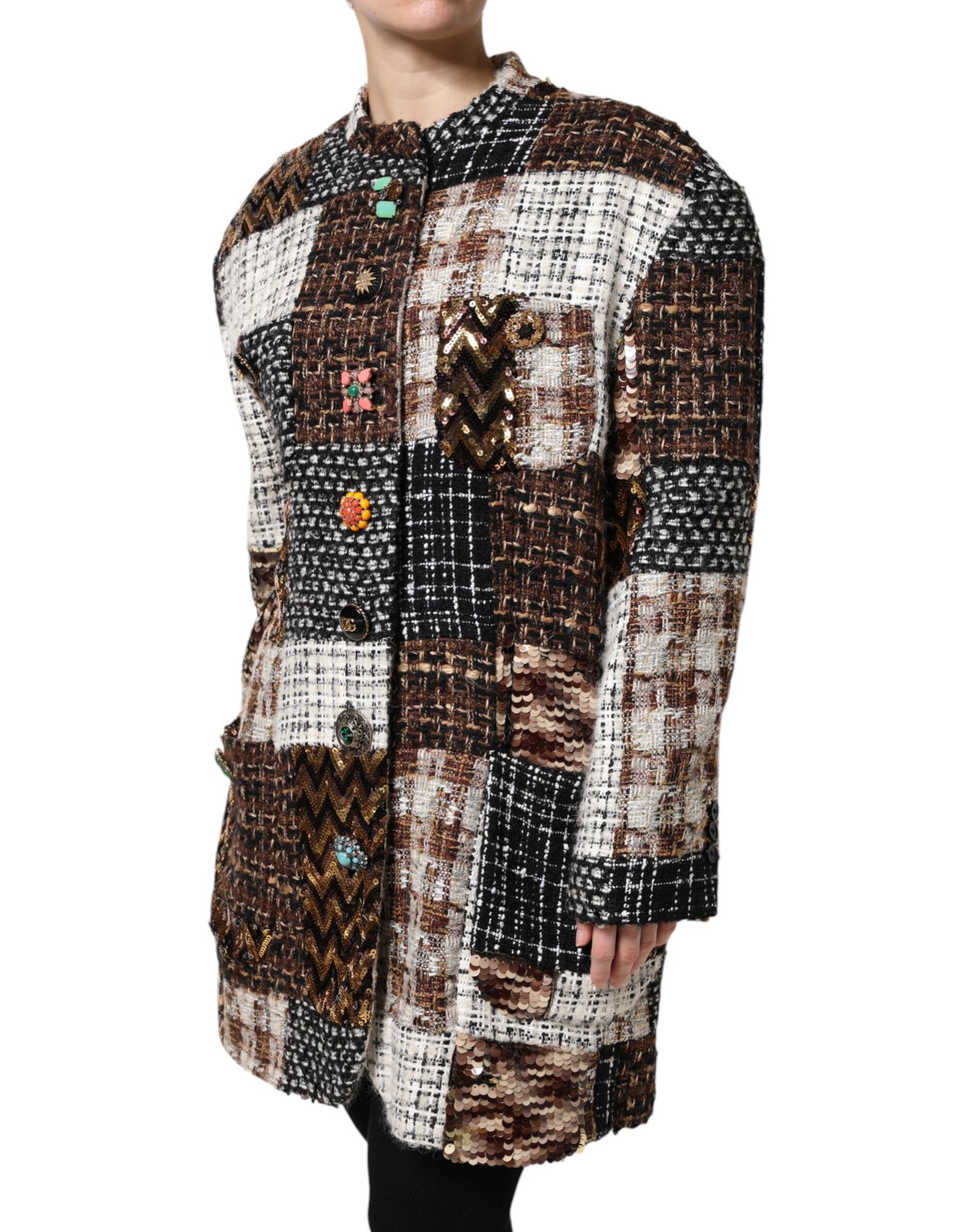 Dolce &amp; Gabbana Multicolor Patchwork Button Down Jacket