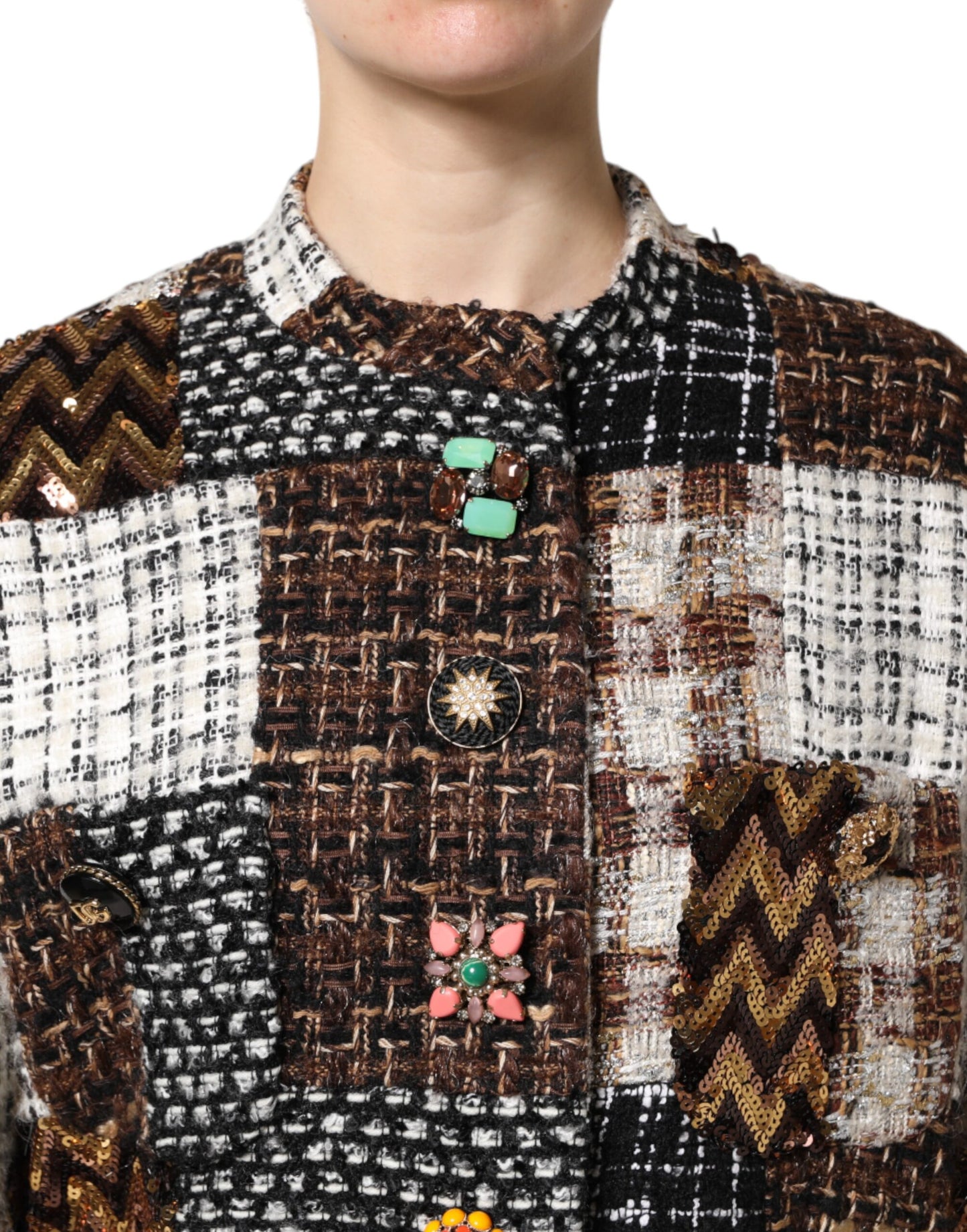 Dolce &amp; Gabbana Multicolor Patchwork Button Down Jacket