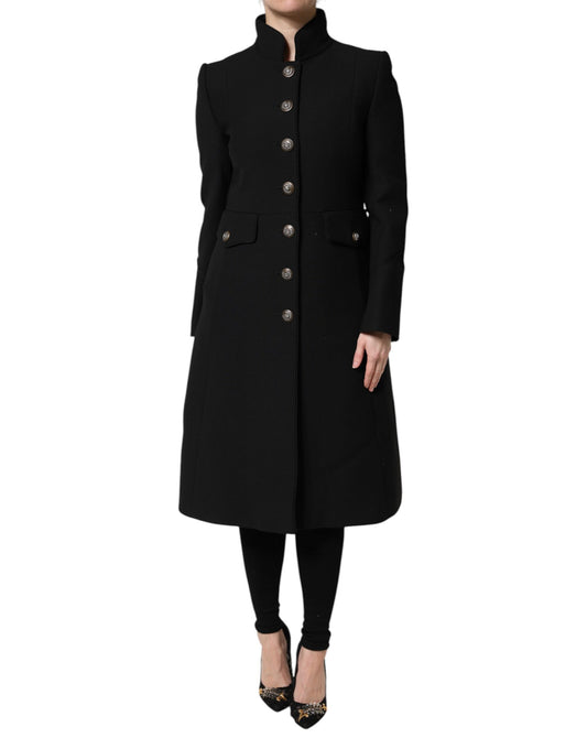 Dolce &amp; Gabbana Black Wool Single Breasted Trench Coat Jacket