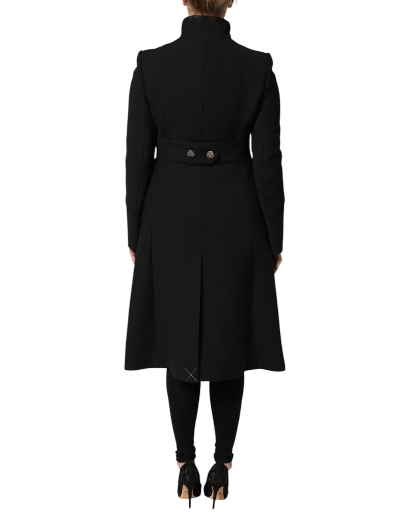 Dolce &amp; Gabbana Black Wool Single Breasted Trench Coat Jacket