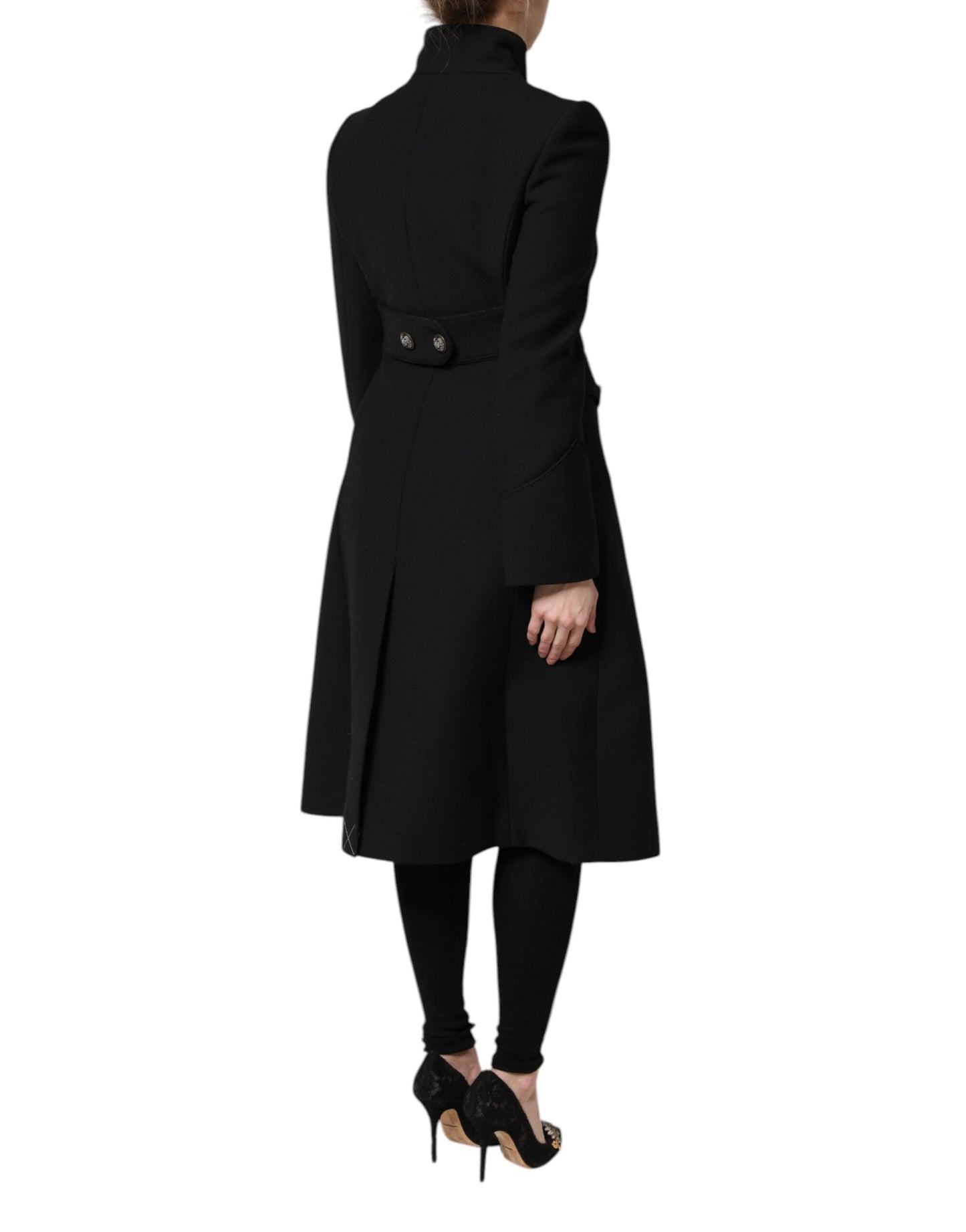Dolce &amp; Gabbana Black Wool Single Breasted Trench Coat Jacket
