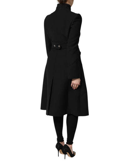 Dolce &amp; Gabbana Black Wool Single Breasted Trench Coat Jacket