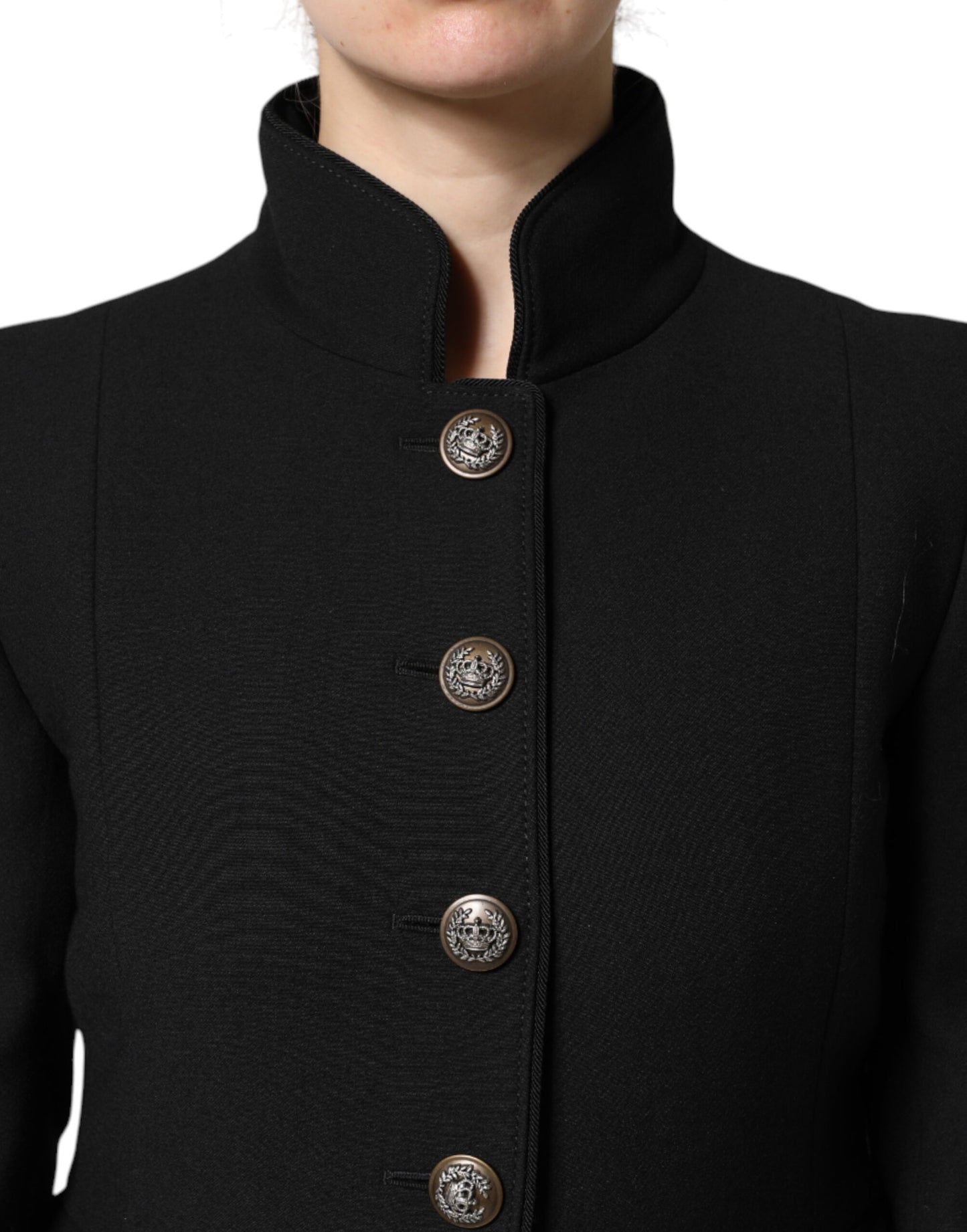 Dolce &amp; Gabbana Black Wool Single Breasted Trench Coat Jacket