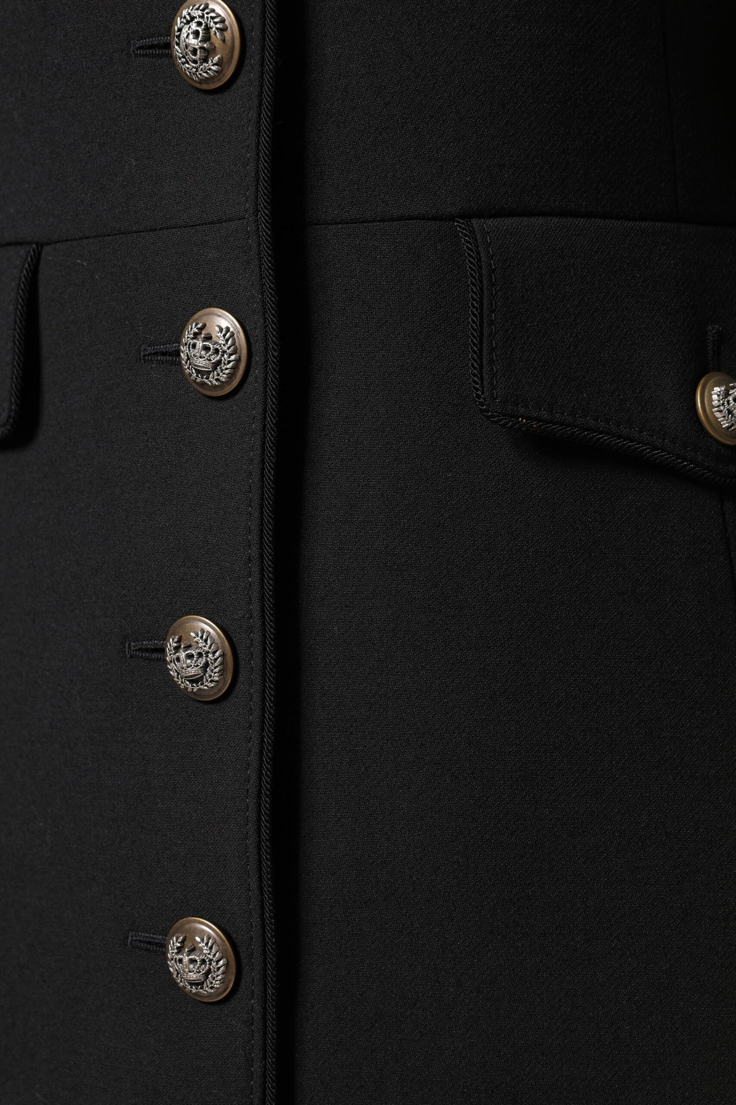 Dolce &amp; Gabbana Black Wool Single Breasted Trench Coat Jacket
