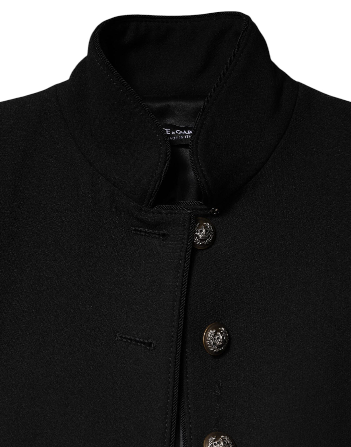 Dolce &amp; Gabbana Black Wool Single Breasted Trench Coat Jacket
