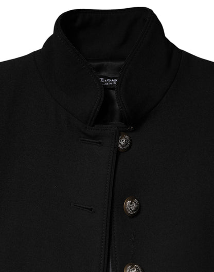 Dolce &amp; Gabbana Black Wool Single Breasted Trench Coat Jacket