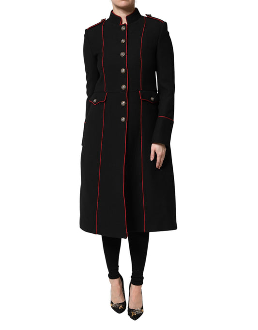 Dolce &amp; Gabbana Black Wool Single Breasted Trench Coat Jacket