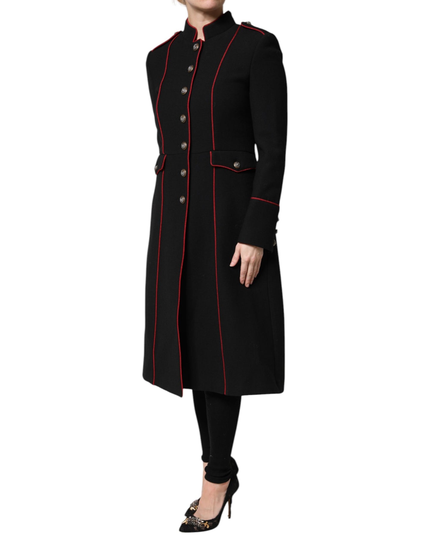 Dolce &amp; Gabbana Black Wool Single Breasted Trench Coat Jacket