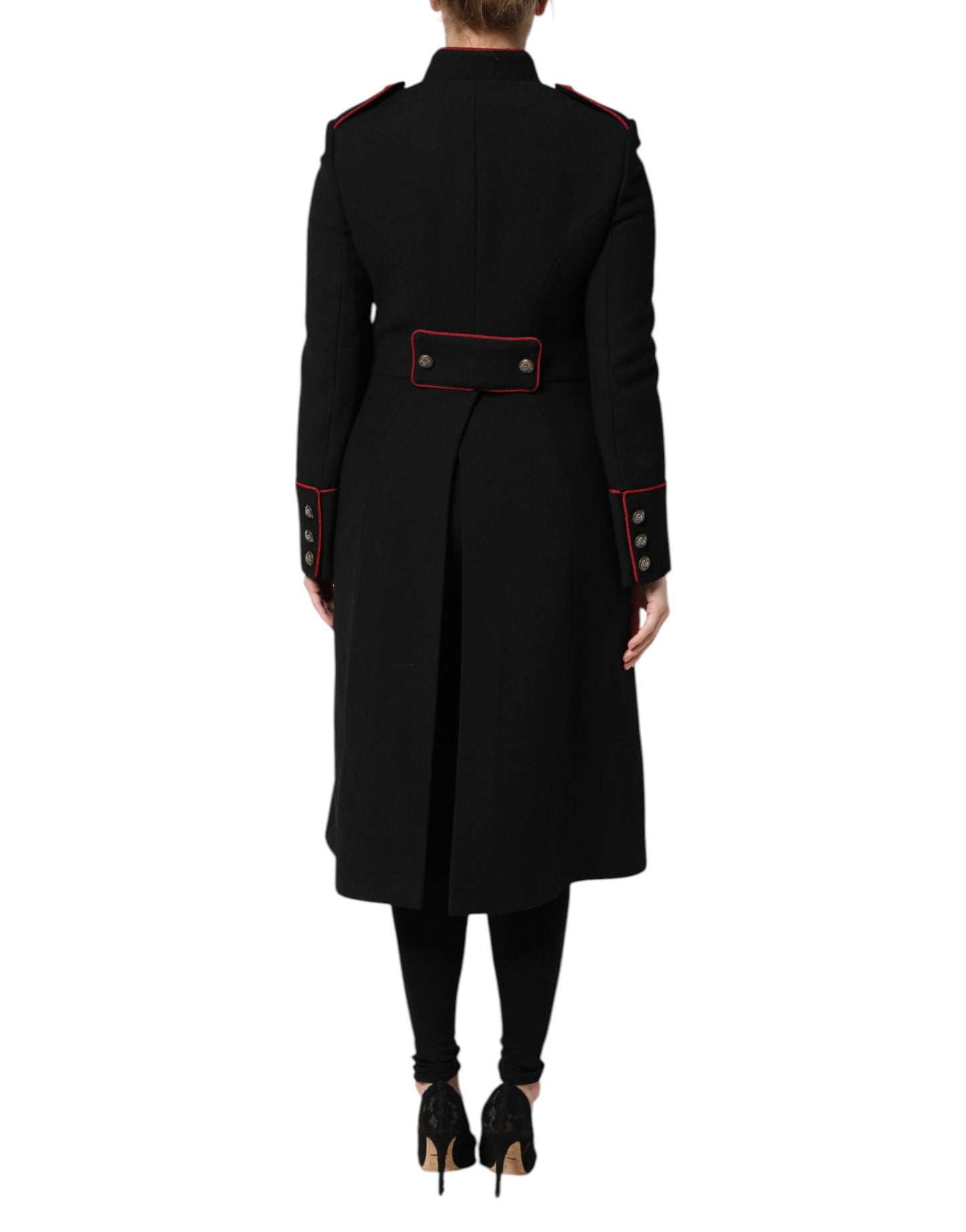 Dolce &amp; Gabbana Black Wool Single Breasted Trench Coat Jacket