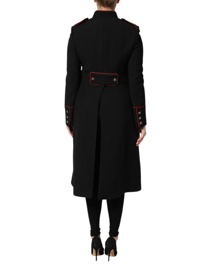 Dolce &amp; Gabbana Black Wool Single Breasted Trench Coat Jacket