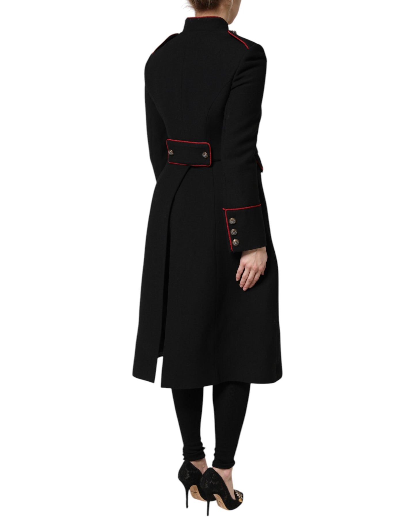 Dolce &amp; Gabbana Black Wool Single Breasted Trench Coat Jacket