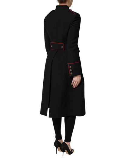 Dolce &amp; Gabbana Black Wool Single Breasted Trench Coat Jacket