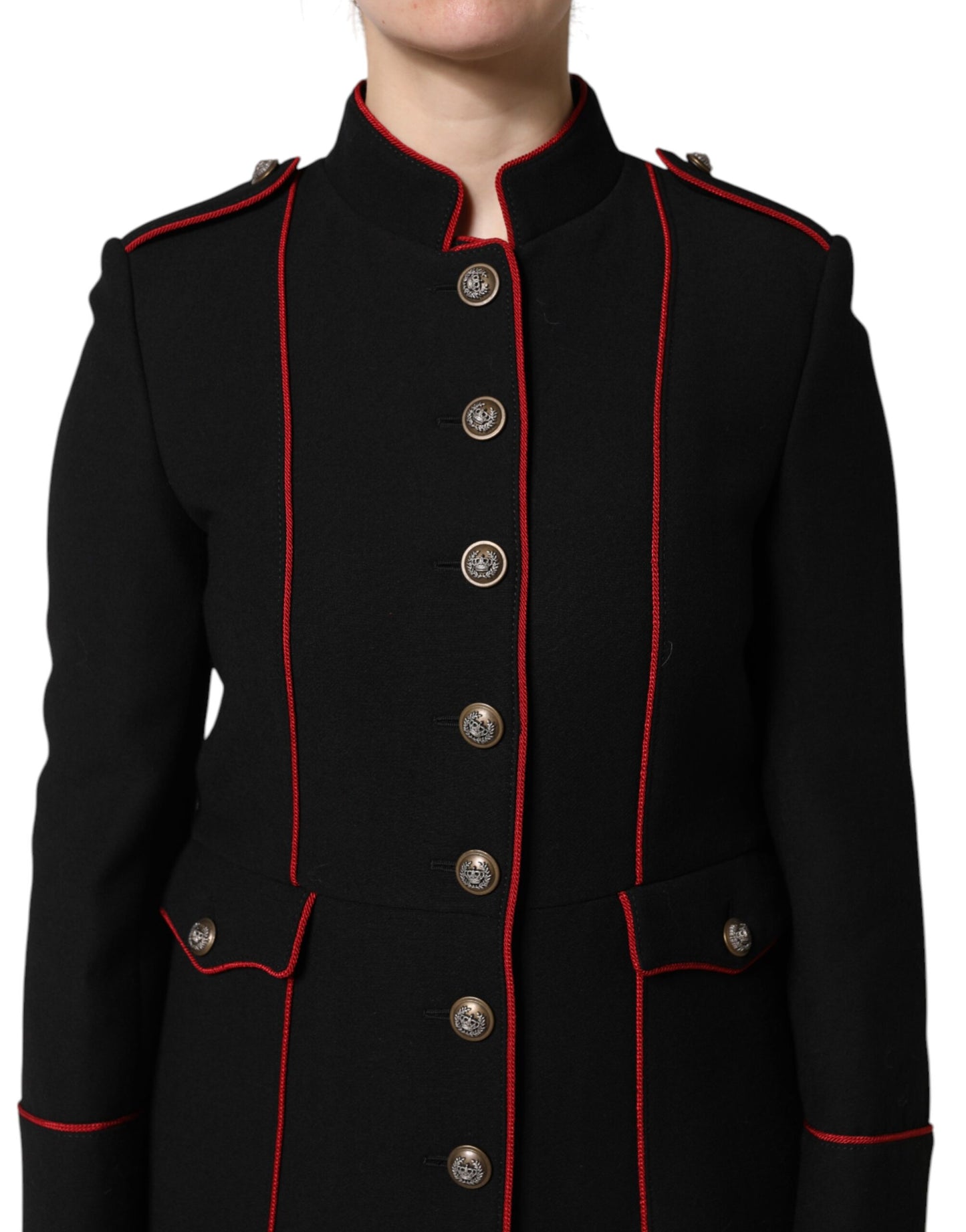 Dolce &amp; Gabbana Black Wool Single Breasted Trench Coat Jacket