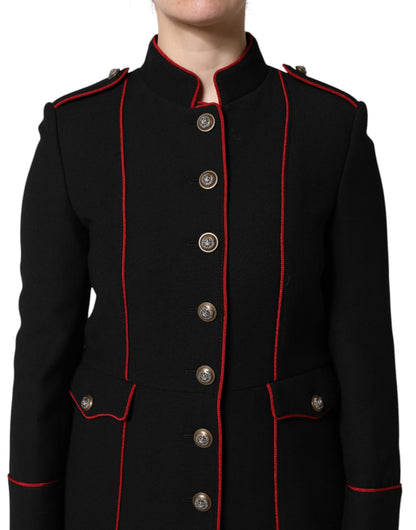 Dolce &amp; Gabbana Black Wool Single Breasted Trench Coat Jacket