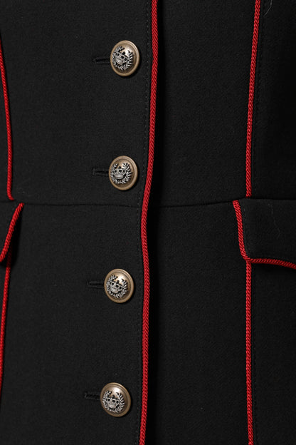 Dolce &amp; Gabbana Black Wool Single Breasted Trench Coat Jacket