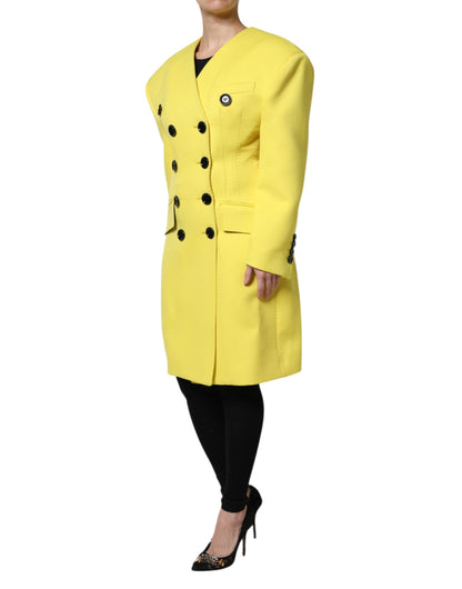 Dolce &amp; Gabbana Yellow Double Breasted Trench Coat Jacket