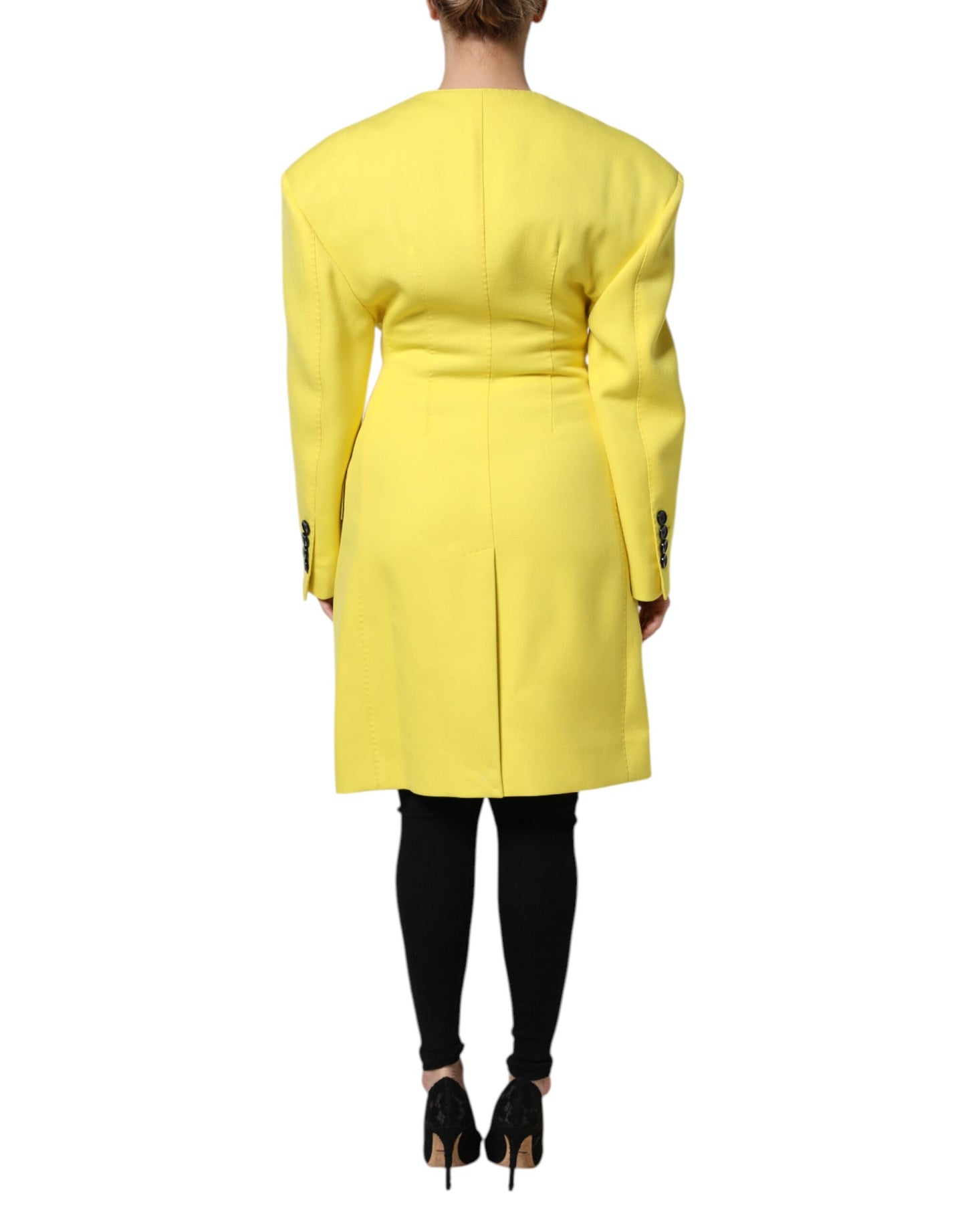 Dolce &amp; Gabbana Yellow Double Breasted Trench Coat Jacket