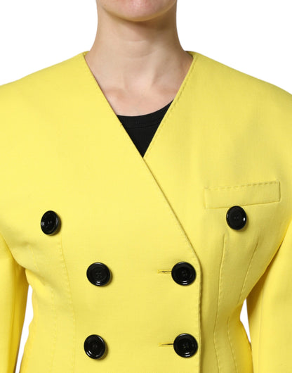 Dolce &amp; Gabbana Yellow Double Breasted Trench Coat Jacket